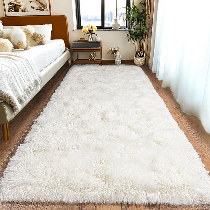 Pionblank Fluffy Runner Rugs for Bedroom 2x6, Modern Shaggy Area Rug for by PIONBLANK