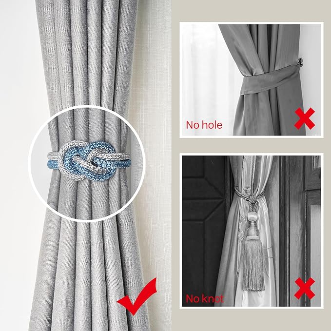 NICEEC 2 Pack Mini Magnetic Curtain Tiebacks Nordic Simple Style Drape Tie - Image 2