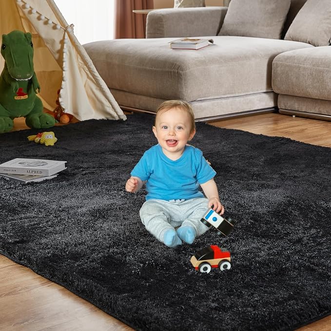 8x10 Feet Large Area Rug, Shag Fluffy Bedroom Carpet, Soft Rugs - Image 3