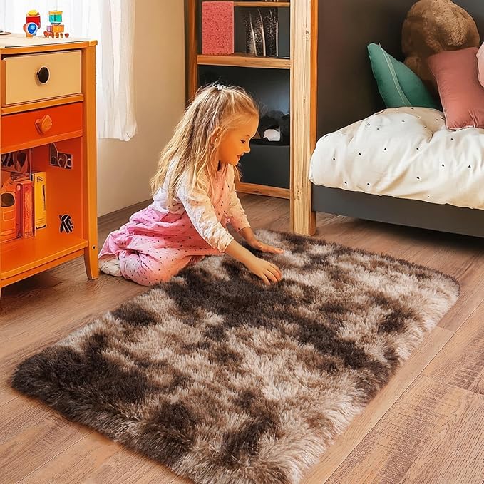 Small Rugs for Bedroom, Fluffy 2x3 Rug Throw Non Slip for Bedside Dorm Kids Room - Image 3