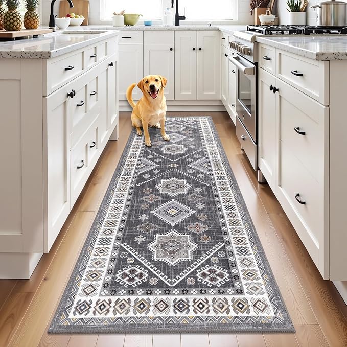 HEBE Washable Kitchen Rugs Runner 2'x 6', Non Slip Hallway Runner Rug, Low Pile by HEBE