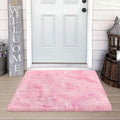 Small Area Rug for Bedroom 2x3ft Mini Tie-Dye Pink Fluffy Rug Mat Bedside Throw by JiaoBaba