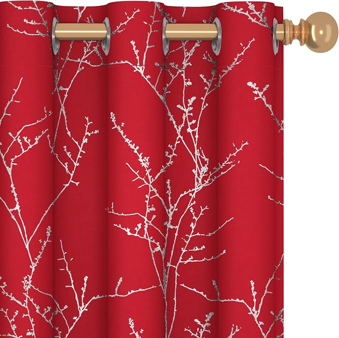 Deconovo Christmas Red Curtains, Soundproof Curtain, 42 x 63 Inch Long by Deconovo