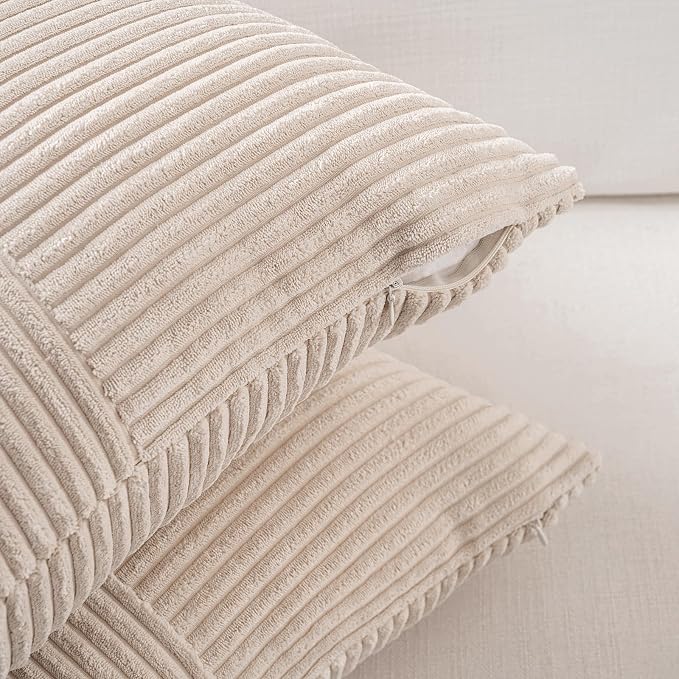 Fancy Homi 2 Packs Tan Decorative Throw Pillow Covers 22x22 Inch - Image 4
