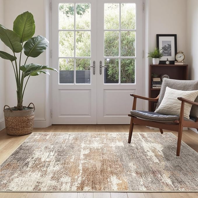 3x5 Washable Entryway Area Rug: Modern Abstract Small Runner Rug Indoor Soft - Image 7