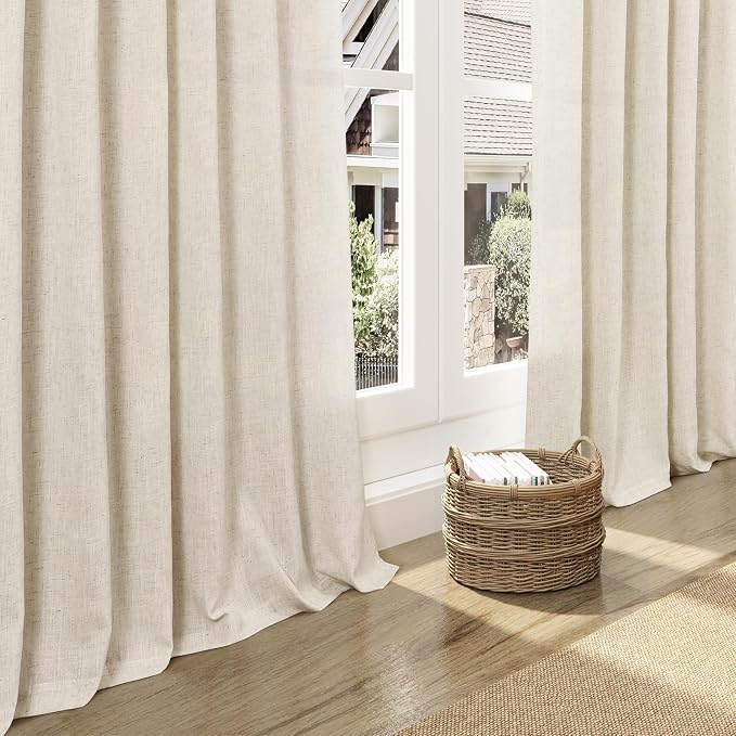 Nanspring Linen Curtains 84 Inch Length 2 Panels Set - Image 5
