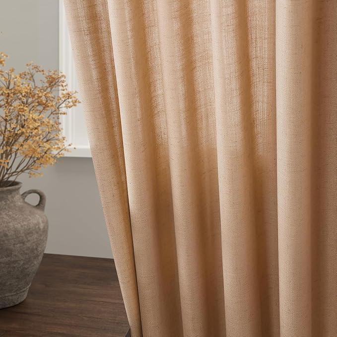 Nanspring Camel Linen Curtains for Living Room Extra Long 132 Inches Long Back - Image 8