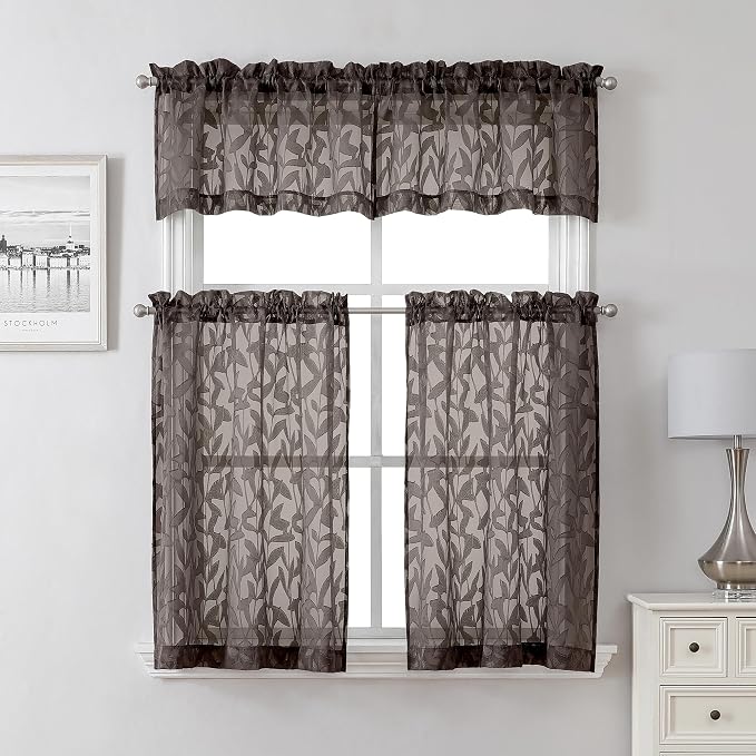 Lecloud Leia Sheer Chocolate Brown Window Curtains - Image 7