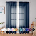 Simplebrand Navy Blue Sheer Curtains 90 Inches Long 2 Panels, Light Filtering by Simplebrand