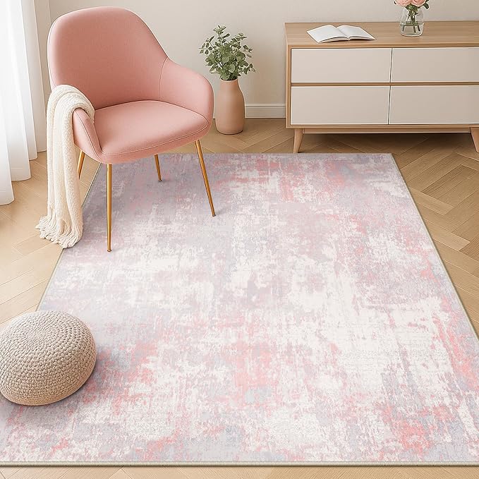 Washable Area Rugs 4'x5' Non-Slip Modern Abstract Soft by RELEANY