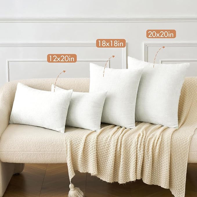 MIULEE Pack of 2 Couch Throw Pillow Covers 12x20 Inch Soft White Chenille - Image 4