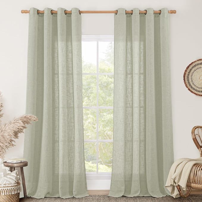 LAMIT 95 Inches Long Sheer Linen Curtains by LAMIT