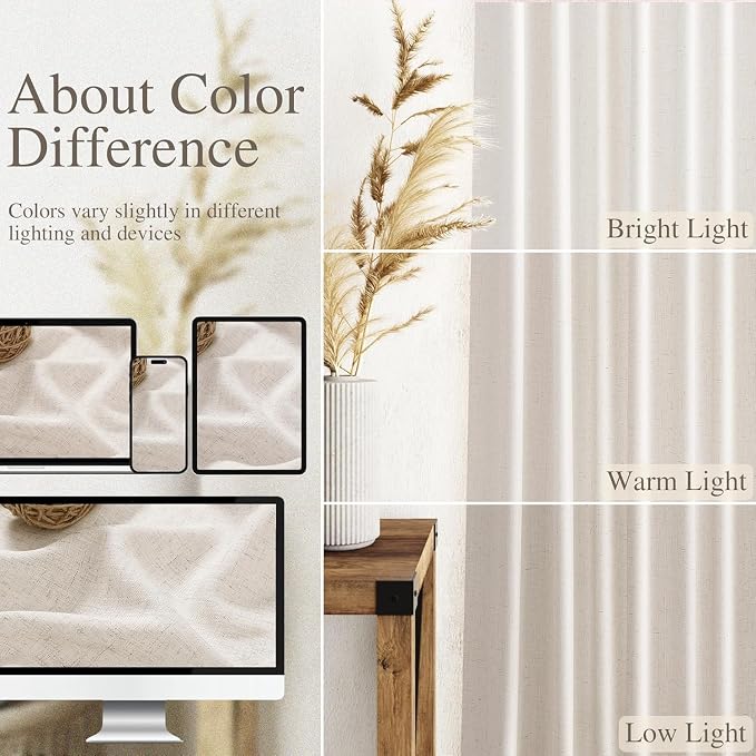Nanspring Beige Farmhouse Curtains 30 Inch Length - Image 3