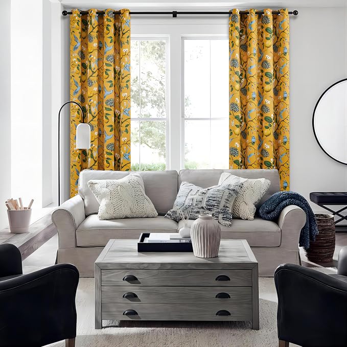Extra Long 120 Inches Curtains for Large Window Luxury Mustard Yellow Floor To - Image 5