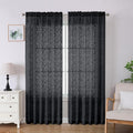 Lecloud Leia Black Sheer Curtains 84 Inches Long 2 Panels, Airy Leaf Textured by Lecloud