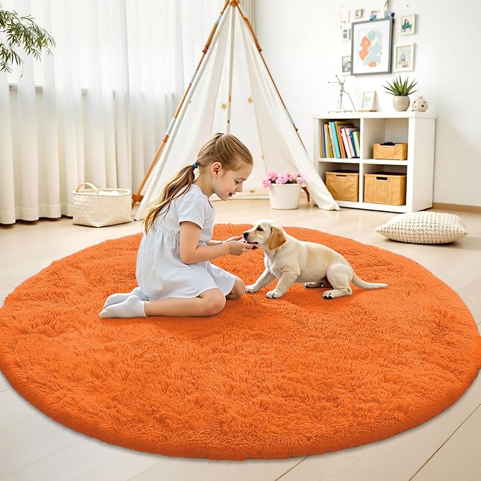 OLANLY Orange Round Rugs for Bedroom - Image 2