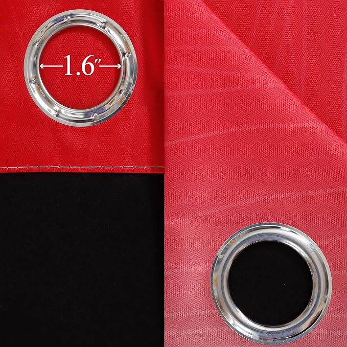 Estelar Textiler Ombre Red and Black Curtains 54 Inch Length 2 Panels, 100% - Image 7