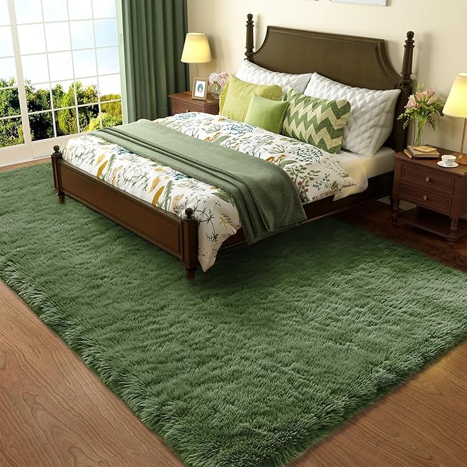 Ophanie Gray Green Rug Grass Area Rugs by Ophanie