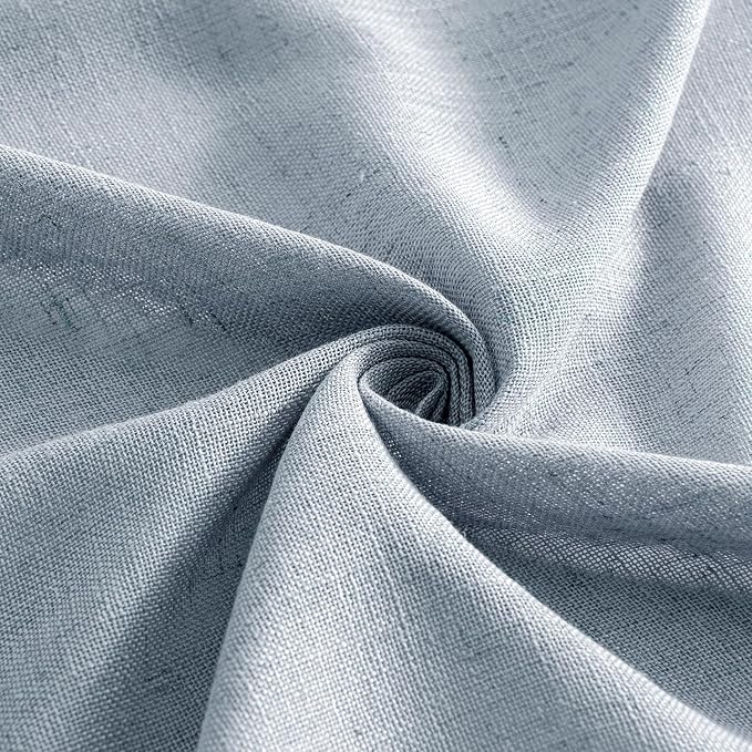 MIULEE Chambray Blue Linen Curtains 108 Inches Long 2 Panels - Image 8