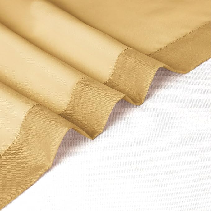 Chyhomenyc Gold Sheer Curtains 36 inch Length 2 Panels Set, Light Filtering - Image 7