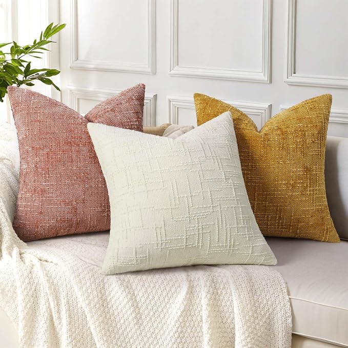 decorUhome Summer Pink Chenille Throw Pillow Covers 18x18 Set of 2 Textured - Image 4