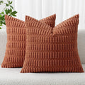 MIULEE Pack of 2 Dark Rust Corduroy Decorative Pillow Covers 18x18 Inch Soft by MIULEE