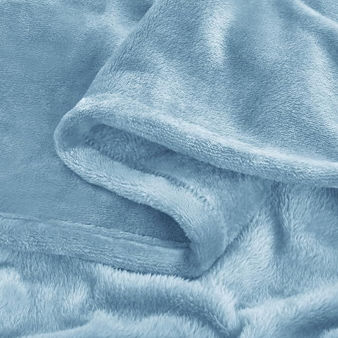BEDELITE Fleece Blanket Twin Size Washed Blue Throw Blankets - Image 6