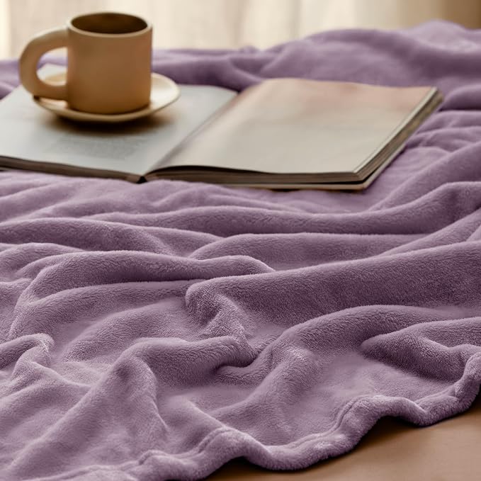 Bedsure GentleSoft Fleece Bed Blankets Queen Size Fog Purple - Image 5