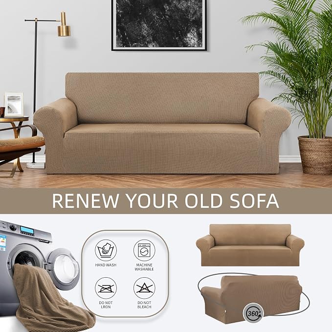 KEKUOU Stretch Loveseat Sofa Cover Slipcover, Couch Covers - Image 3