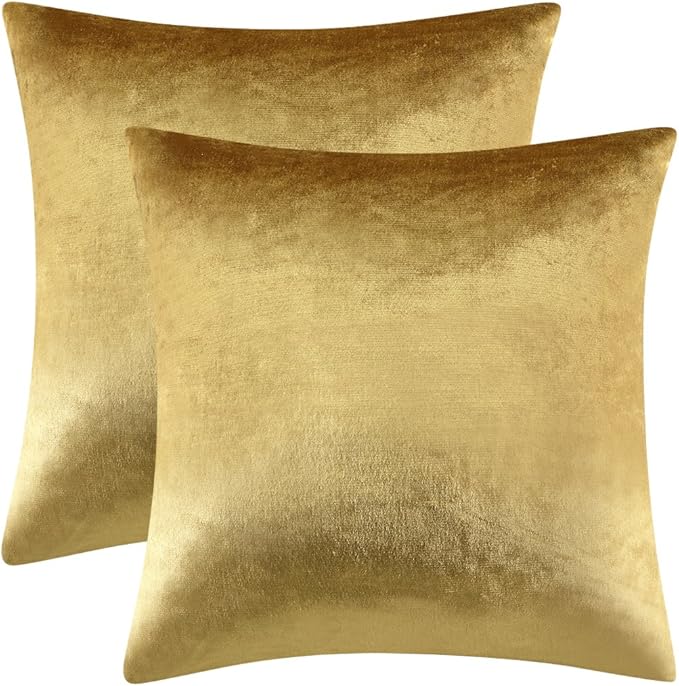 GIGIZAZA Gold Velvet Decorative 20x20 Throw Pillow Covers - Image 2