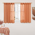 LAMIT Orange Linen Curtains 40 Inch Length, Semi Sheer Light Filtering Panels by LAMIT