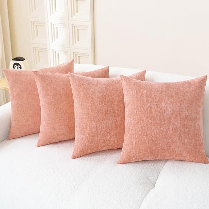 CaliTime Throw Pillow Covers Decorative 18 X 18 Inches Pack of 4 Cozy Chenille by CaliTime
