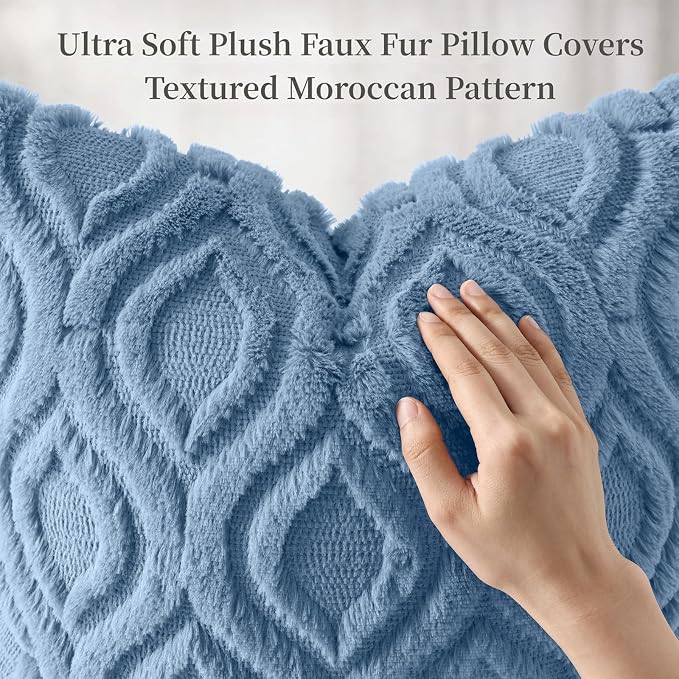 decorUhome Throw Pillow Covers 20x20 Inch Set of 2, Soft Plush Faux Wool Dusty - Image 6