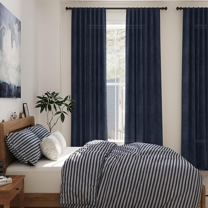 Navy Blue Curtains 84 inch Length - Image 2