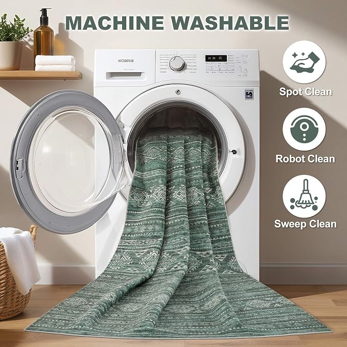 Nakagishi 6x9 Area Rugs Living Room: Washable Boho Large Neutral Soft Farmhouse - Image 2