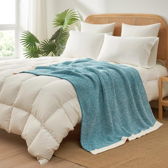 Snuggle Sac Super Soft & Reversible Heather Teal Blue Throw - Image 8