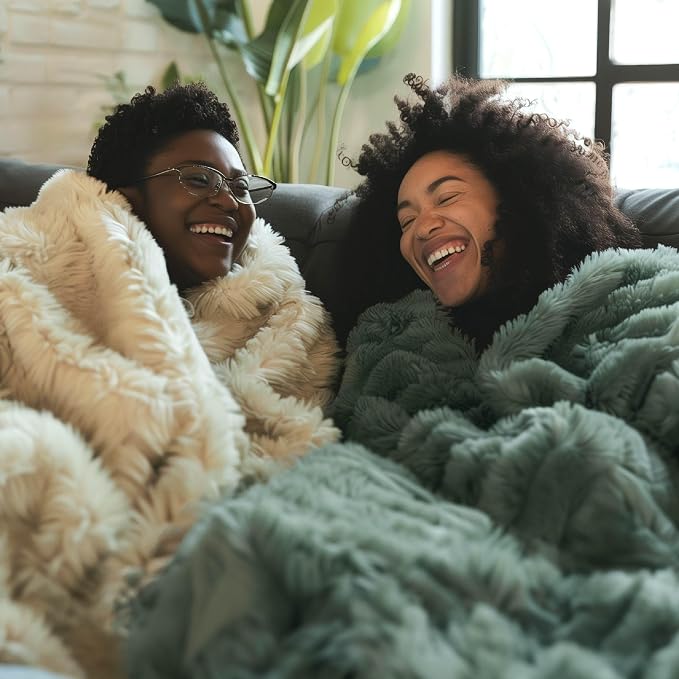 Bedsure GentleSoft Fluffy Sage Green Blankets Queen Size - Image 6