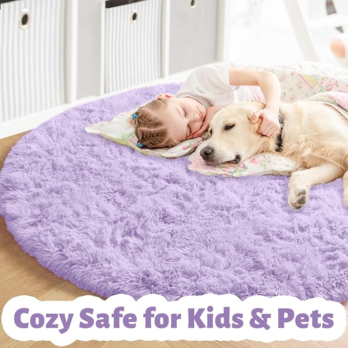 Amdrebio Light Purple Circle Round Rugs 4Ft - Image 4