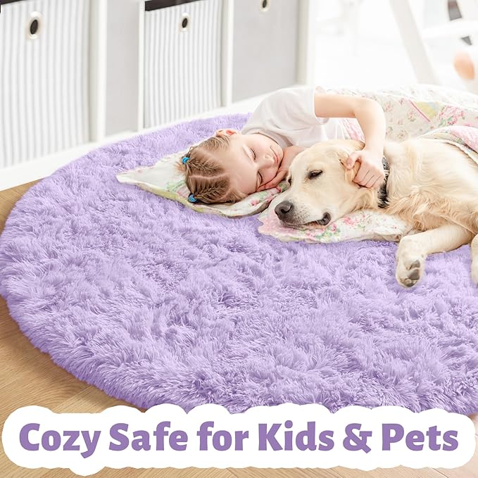 Amdrebio Light Purple Round Circle Rug 5Ft - Image 4