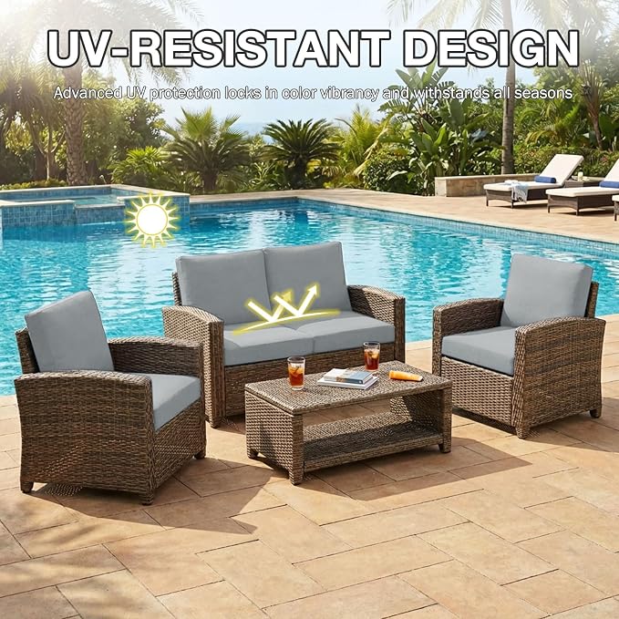 hyha 8Pcs Patio Cushion Covers, Stretch Outdoor Couch Cushion Covers Replacement - Image 6