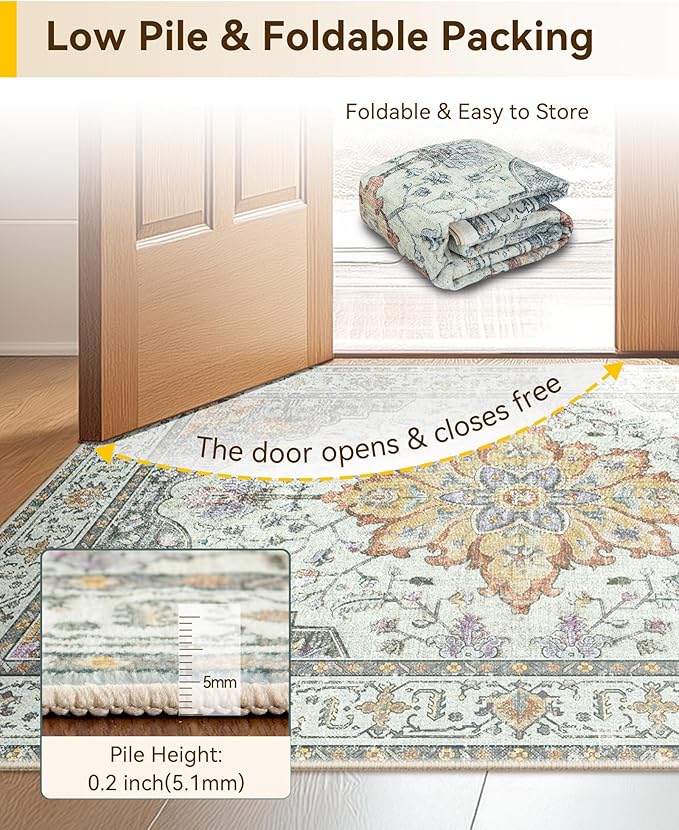 Area Rugs 2'6''x8' Runner Rug Non Slip Washable - Image 7