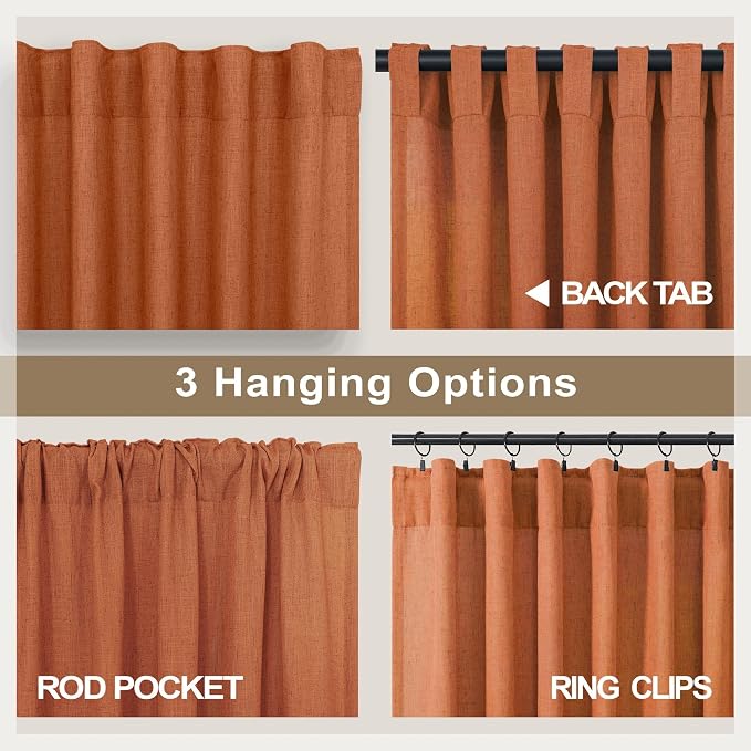 Pitalk Burnt Orange Curtains 84 Inch Length - Image 4