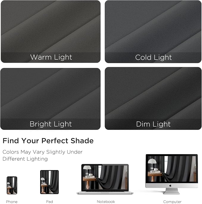 CUCRAF Dark Grey Blackout Curtains Customize, Rod Pocket Room Darkening Curtain - Image 4