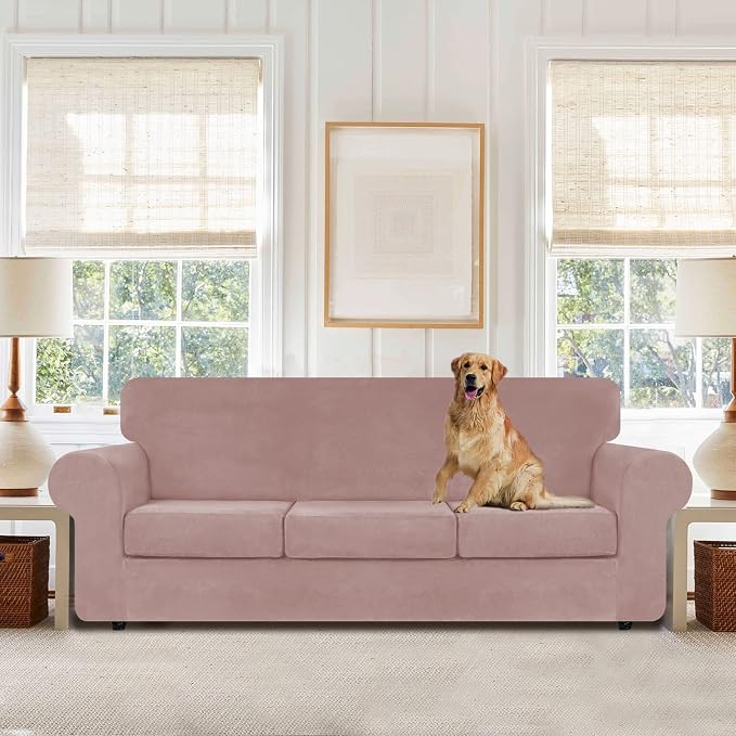 WEERRW 4 Pieces Velvet High Stretch Couch Covers - Image 2