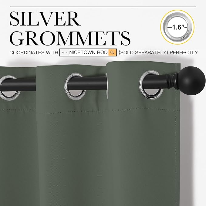 NICETOWN Dark Mallard Blackout Curtain Panel Grommet - Image 3