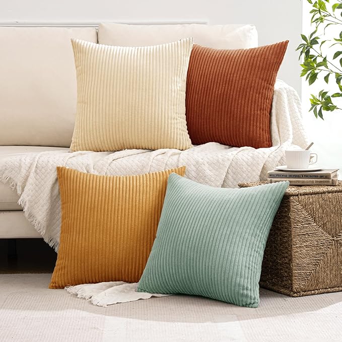 MIULEE Boho Farmhouse Throw Pillow Covers 18x18 Inch Set of 4 Summer Modern - Image 5