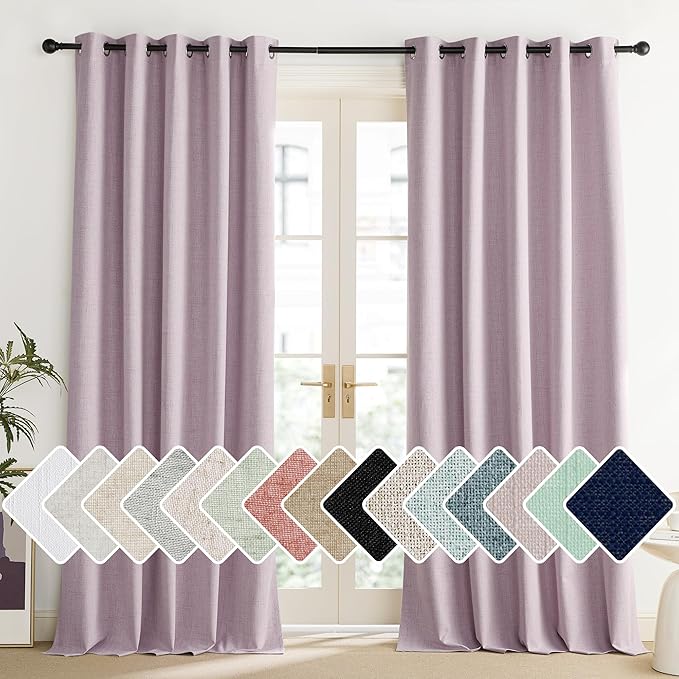 NICETOWN Pink Vintage Linen 100% Blackout Curtains by NICETOWN