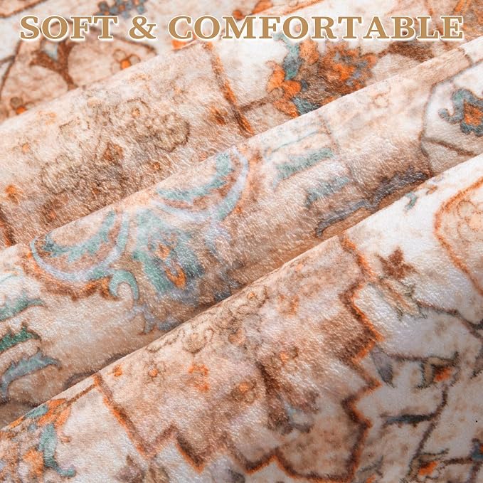 SERISSA Boho 8x10 Area Rugs Peach Cream, Washable Vintage Large Living Room Rug - Image 4
