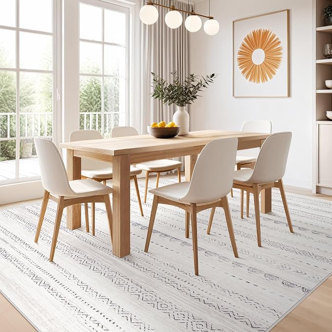 Nakagishi 8x10 Area Rugs Living Room: Washable Boho Large Neutral Soft - Image 7