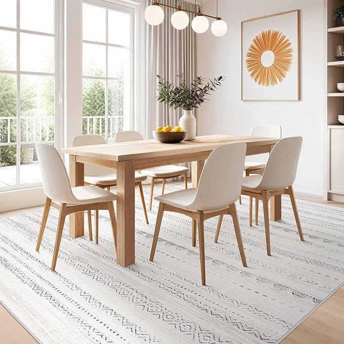 Nakagishi Area Rug Living Room Rugs: 4x6 Soft Machine Washable Boho Neutral - Image 5